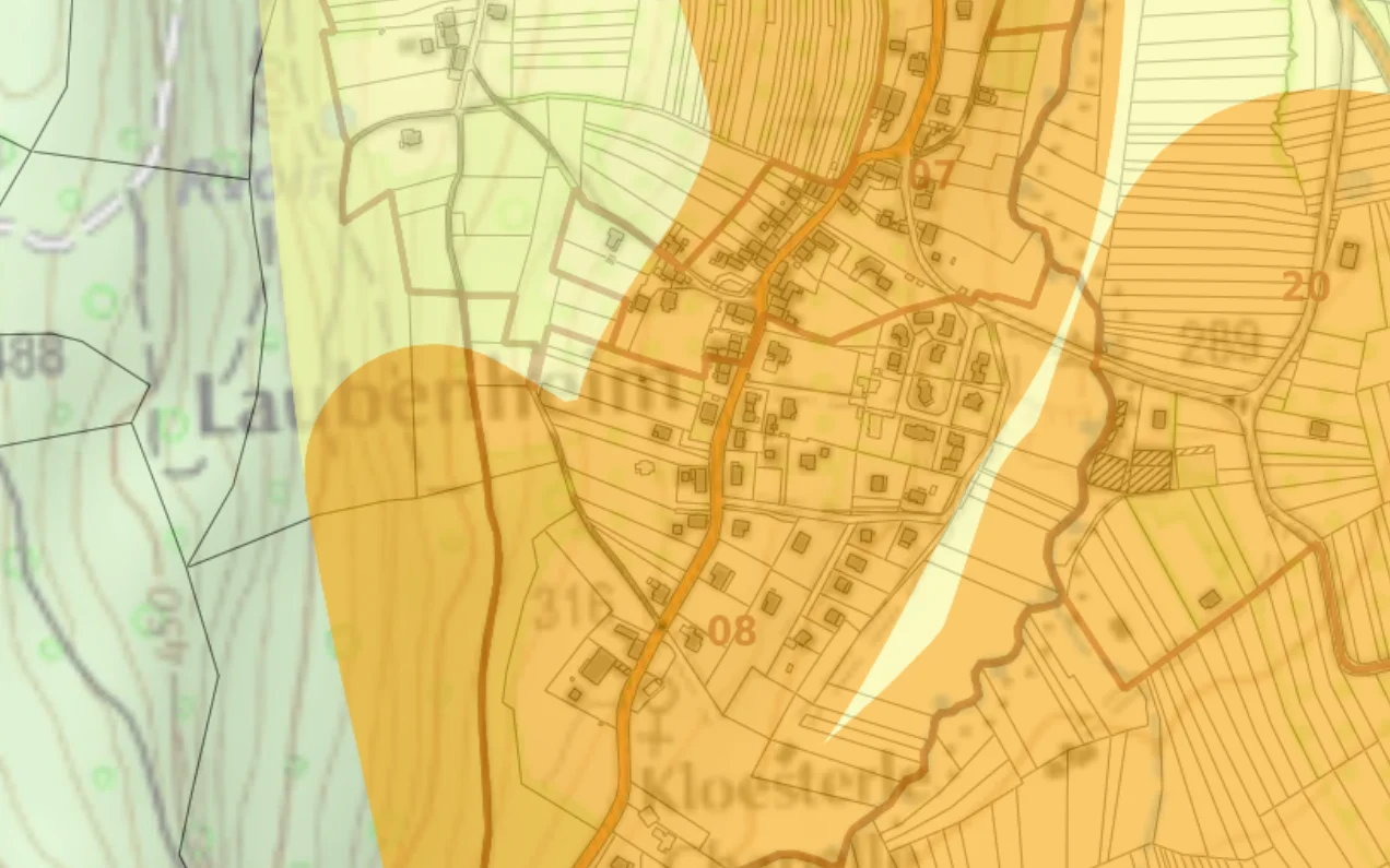 Vue aérienne zonage risque retrait gonflement argiles RGA